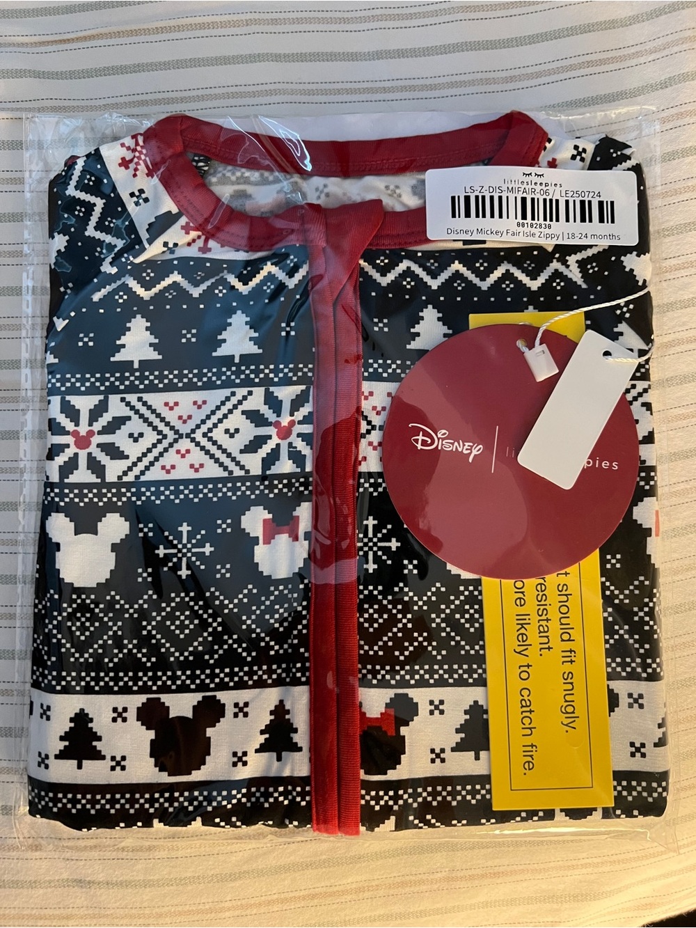 Little Sleepies Disney Mickey Fair Isle Zippy | 18-24 months NIB